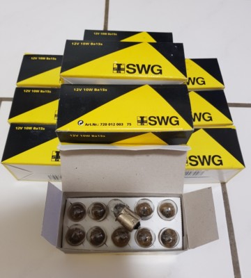 100 Stück 12V 10W Ba15s Kugellampen SWG