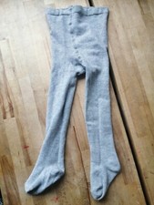 Girls Grey Woolly School Tights 2-3 years WASHED & CLEANED VGC