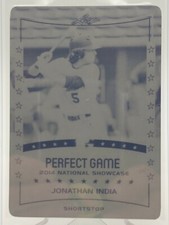 2014 Leaf Perfect Game Black Printing Plate Jonathan India Rookie Card RC 1/1