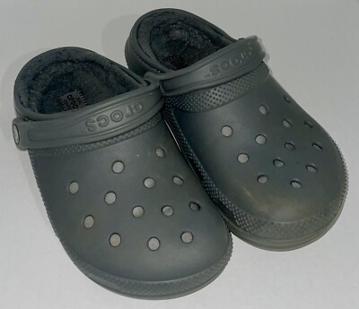 Crocs Classic Lined Clog Adult Unisex Dual Comfort Gray Slipper Shoes M-5  W-7