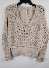 FREE PEOPLE Best Of You Slouchy Knit Sweater Size XS Beige Neutral