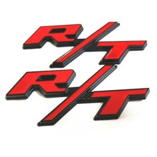 2x Rt Oem Rt Emblem Side Rt Black Red 3d Nameplate Trunk With Glue Badge