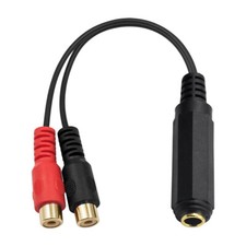 6.35mm 1/4 inch TRS Stereo Audio Female to 2 RCA Female Y Splitter Adapter Cable