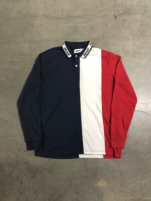 Palace Vertical Tri Stripe Polo Long Sleeve Shirt Men's Large Red