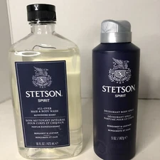 Stetson Spirit All Over Body Wash and Deodorant Bodies Spray Bergamot Leather