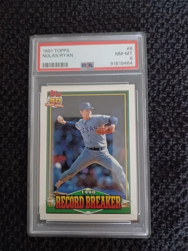 1991 Topps - Record Breaker #6 Nolan Ryan HOFer PSA 8