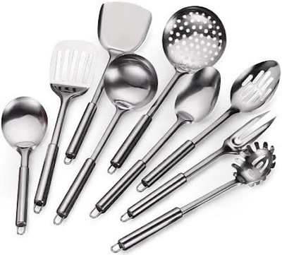 9 Stück Edelstahl Servieren Kochen Küchenutensilien Set, Küche Starter Kit