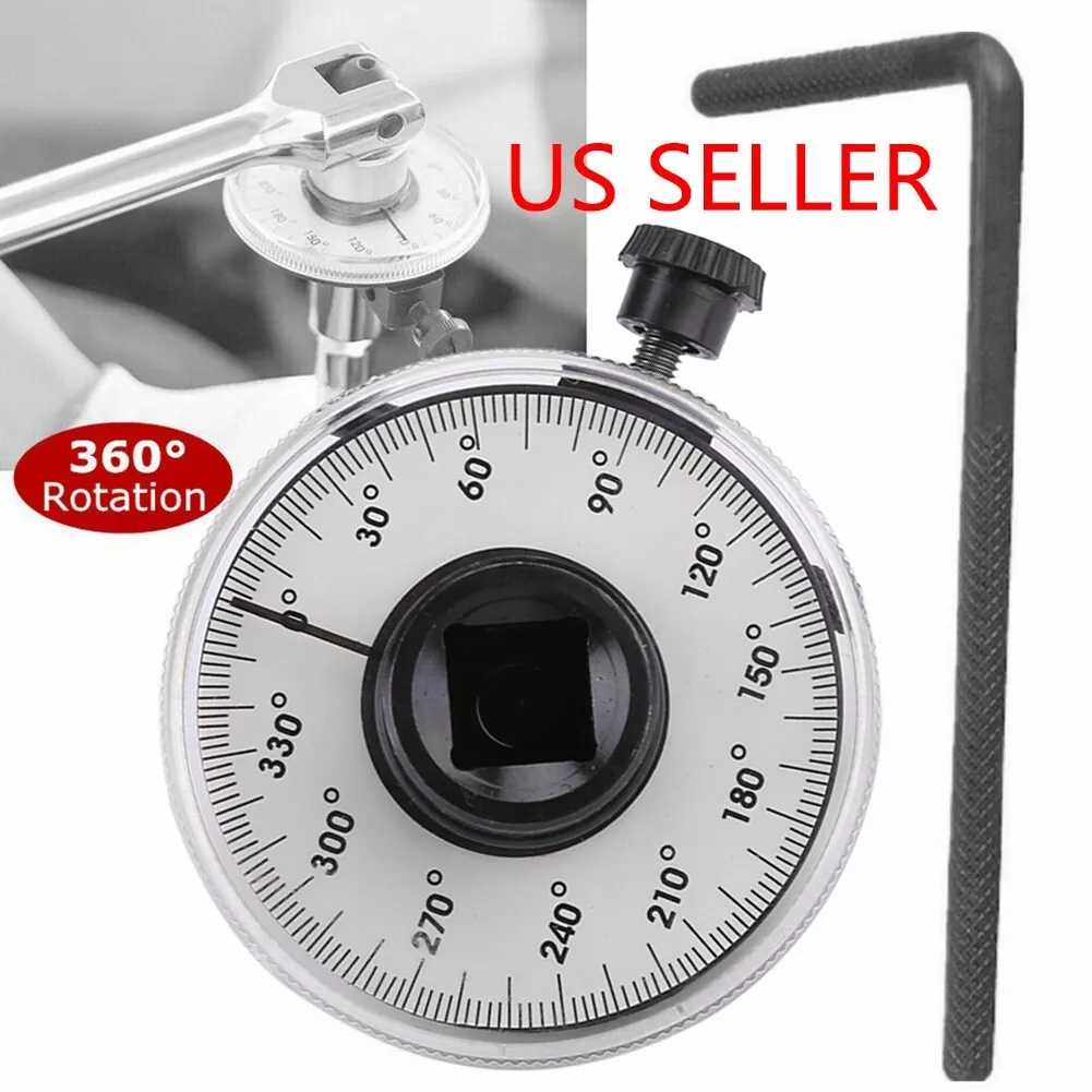 Car Rotary Protractor Angle Meter 1/2 Inch 360 Degree Angle Torque Angle  Meter with Adjustable Arm Suitable