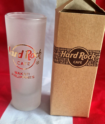 HRC Hard Rock Cafe Makati Philippines Gold Logo Frost Shot Glass Shotglass New