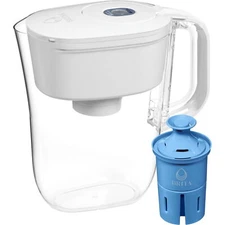 Kitchen Serveware Plastic 6-Cup White Water Filter Pitcher with Elite Filter