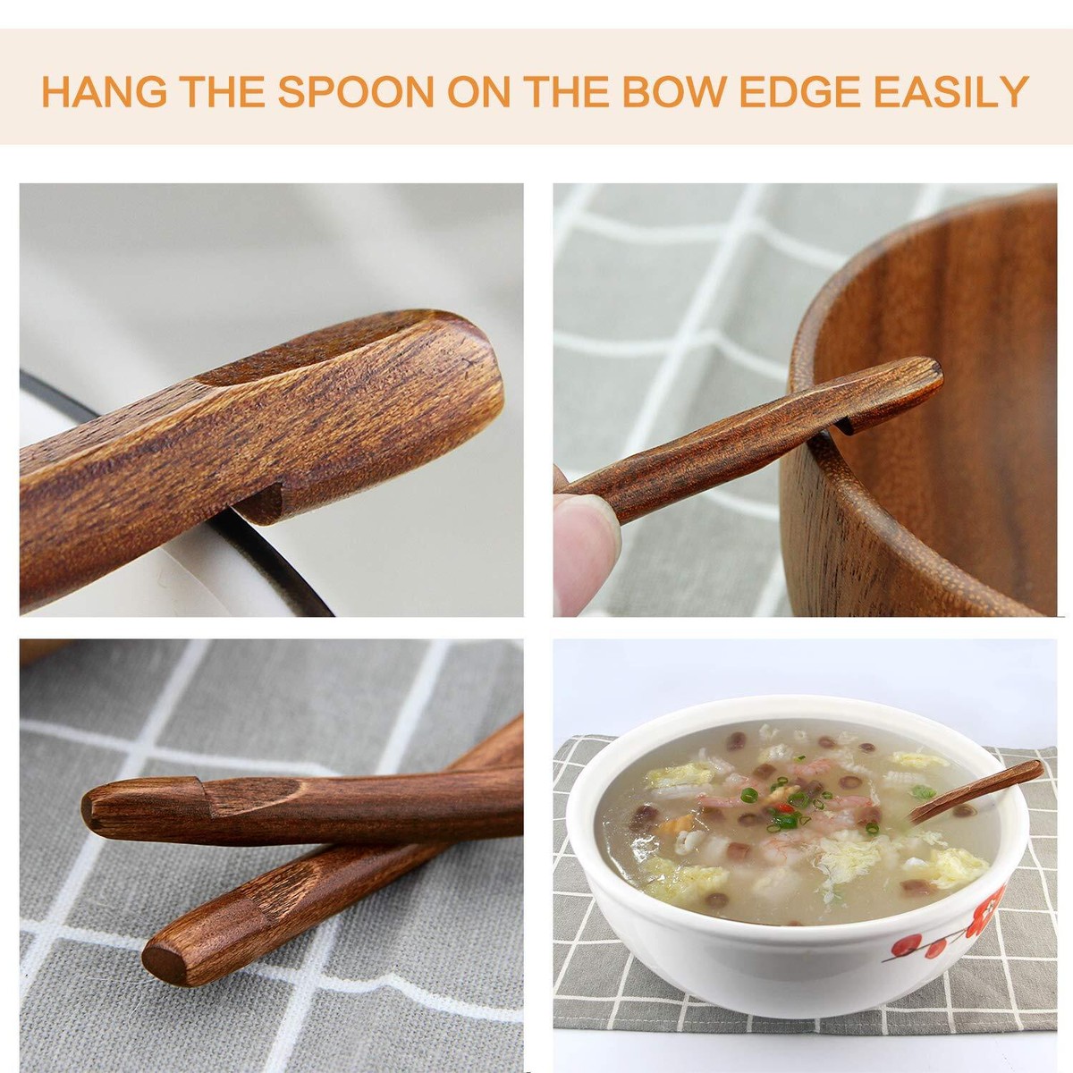 DaKuan 8-Piece Wooden Spoon And Fork Set - 9 Inch Natural Nanmu Wood, Handmade Utensils For Non-Stick Cookware