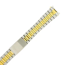 Tech Swiss MET232-20 Watch Band Oyster Style 2-Tone Stainless Steel Curved Ends