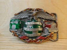 Bergamot Brass Works I'm Proud to be an American Trucker Belt Buckle Made in USA