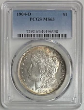 1904 O Morgan Dollar PCGS MS63 Toned Silver Coin $1