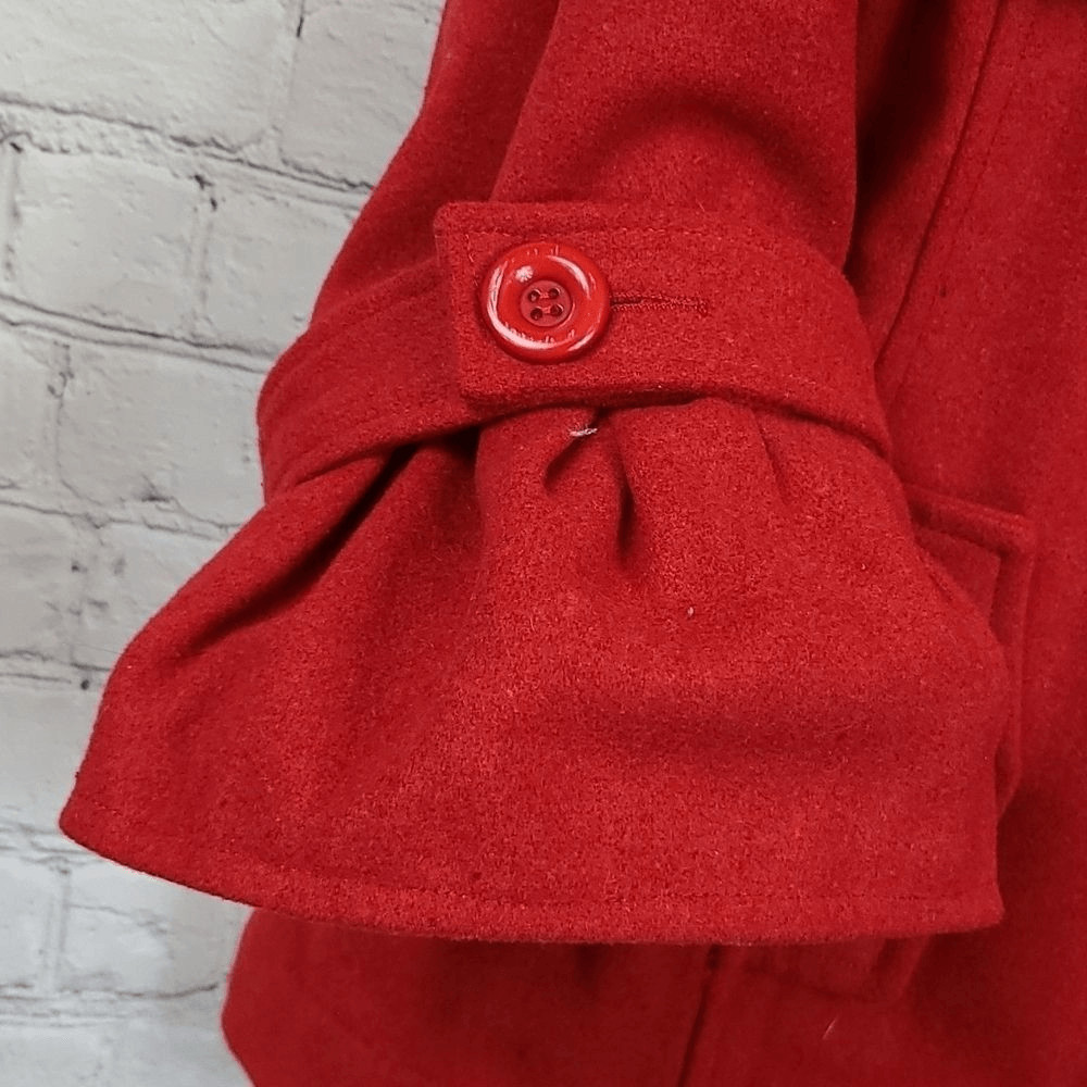 Vtg Ruby Rose Red double breasted Wool Peacoat Pr… - image 3