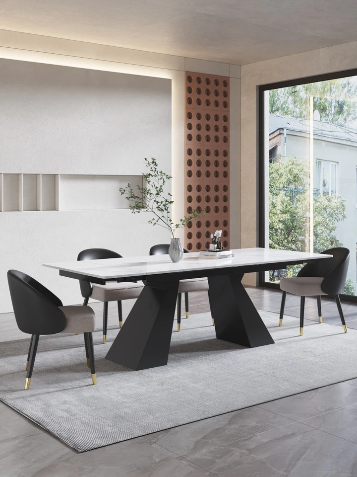 Mesa de comedor extensible (62,9" a 94,4") para piedra sinterizada rectangular de 6 a 10 Foto 4 de 4