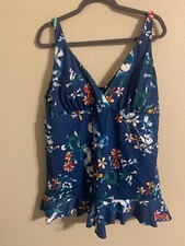 Swimsuits For All teal floral one piece swimsuit 20