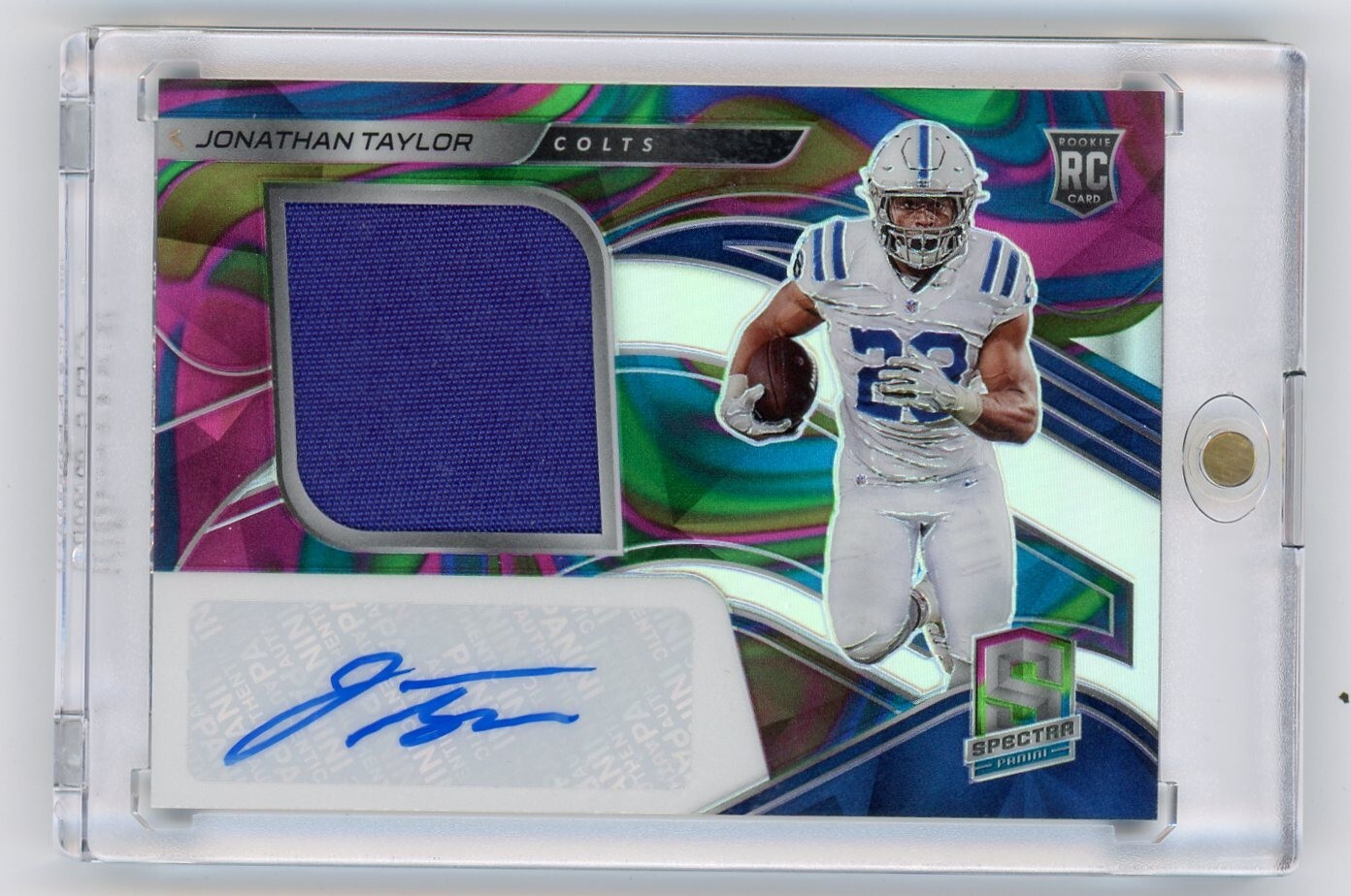 2020 Panini Spectra JONATHAN TAYLOR Neon Marble Rookie Patch Auto /4 - Colts