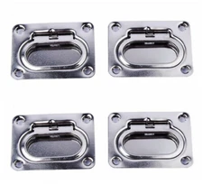 4PCS Rectangular Recessed Hatch Ring Pull Lift Handle Flush Latch Locker Buckle
