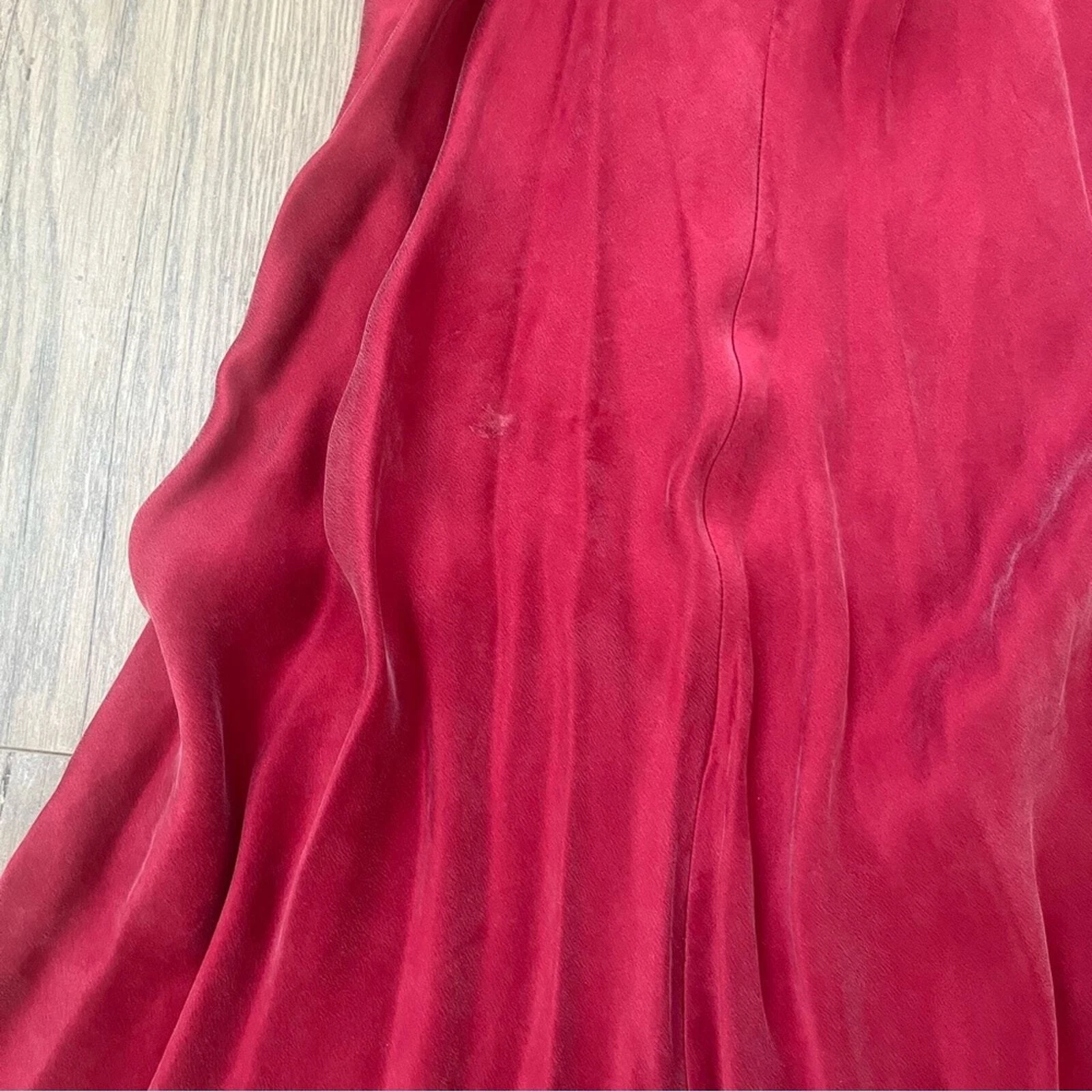 UNDERCOVER Camicia da notte vintage Victoria Secret seta rossa slip dress spaghetti spalline sexy morbida