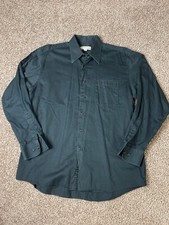 Pronto Uomo Mens Dress Shirt Black Size 16 34/35 Button Front Spread Collar EUC