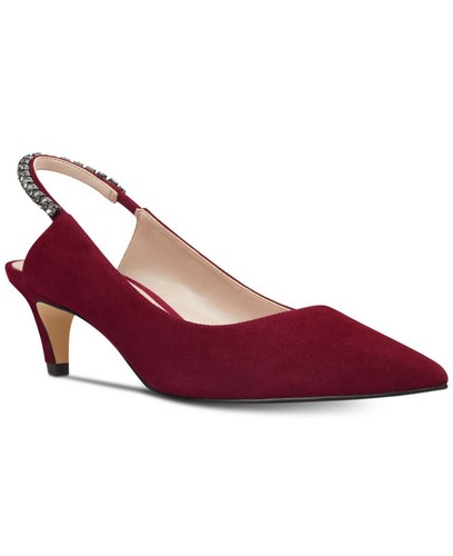 NINE WEST Quassin Embellished Slingback Suede Kitten Heel Pumps – Size 6.5