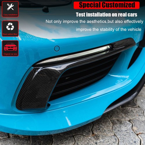 REAL CARBON Front Fog Air Vent Fins Cover For Porsche 718 Boxster Cayman 2016-19 - Bild 3 von 13