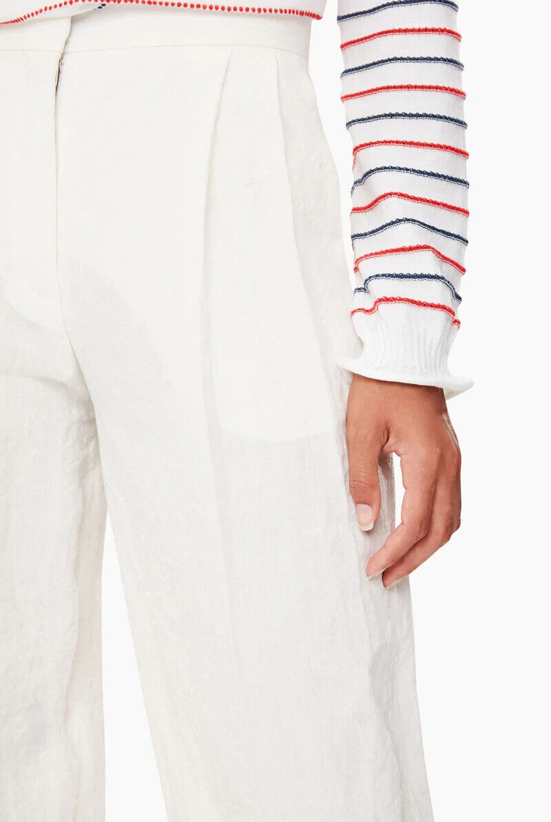 Sonia Rykiel L141901 Women's Off White Washed Linen Pants Sonia Rykiel L141901 Women's Off White Washed Linen Pants