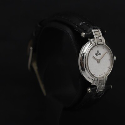 Exc+5] Fendi 750L 25mm Women's Whites X Silver Black Belt Watch