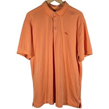 Tommy Bahama IslandZone Orange Striped Polo Shirt XL TG Mens Short Sleeve