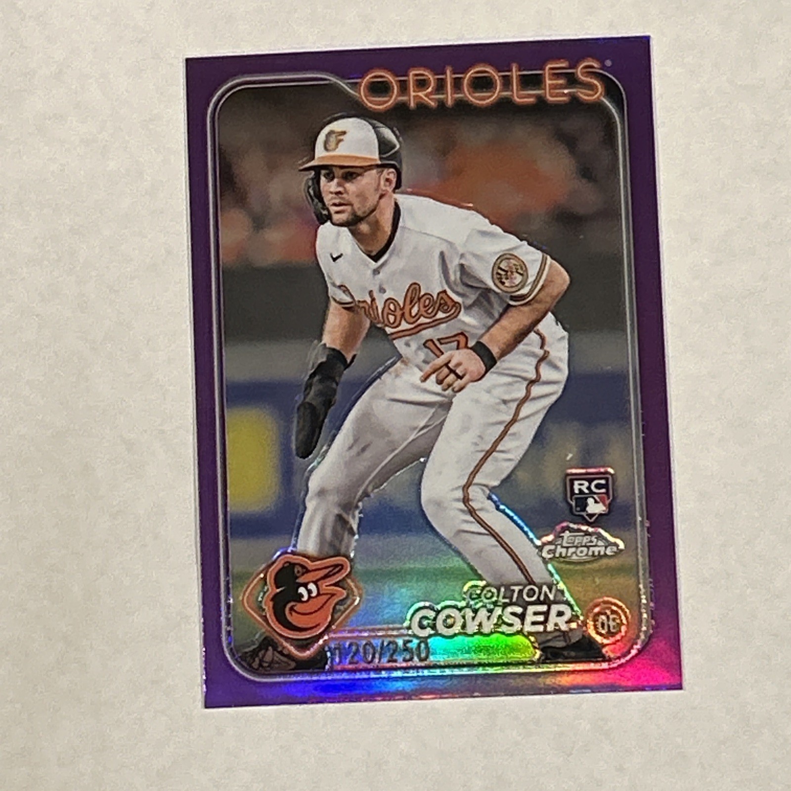 2024 Topps Chrome Purple #278 Colton Cowser /250 Baltimore Orioles Rookie Card