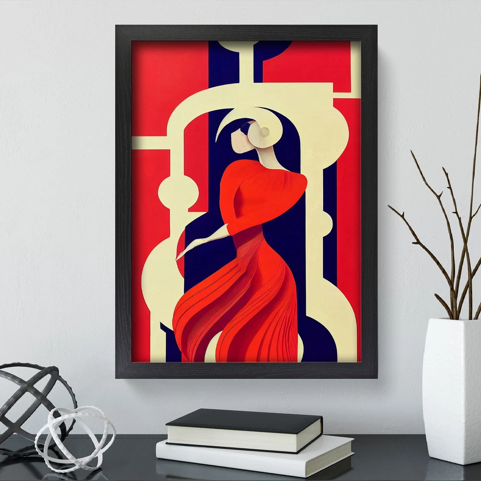 Framed Abstract Dancing Woman No.2 Wall Art Canvas Print Poster Picture, Decor - Image 3 of 4