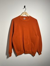 Vintage 80s Jerzees Raglan Orange Blank Crewneck Sweatshirt XL Made In USA