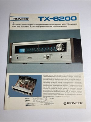 Pioneer TX-6200 Tuner Brochure 1973 Original Rare | eBay