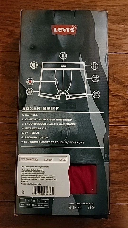 Мужские трусы-боксеры Levi's упаковка 5 шт. размер L Levis - Изображение 2 из 3
