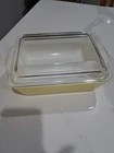 Vintage MCM~ Pyrex Refrigerator Dish 503 B Yellow 1.5 Quart w Ribbed Lids~ EUC!