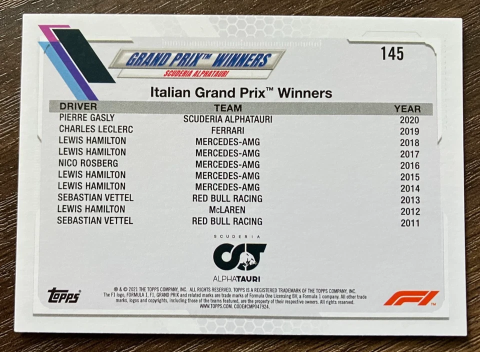 Checker Flag Pierre Gasly #145 AlphaTauri - 2021 Topps Formula 1 F1 Flagship NM - Image 2 of 2