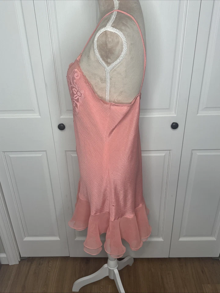 Vestido sin Mangas Vintage Victoria’s Secret Etiqueta Dorada Talla Grande Melocotón Encaje Hada Transparente Foto 4 de 4