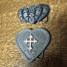 Western Grace Pewter Heart Shaped Belt Buckle Lot