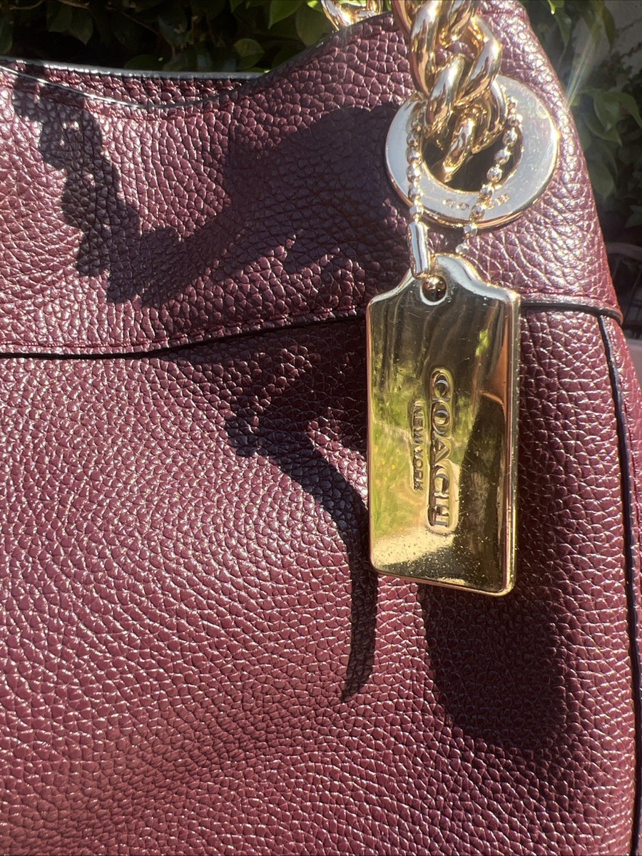 Coach 36855 Edie 31 Turnlock Oxblood Polished Pebbled Leather