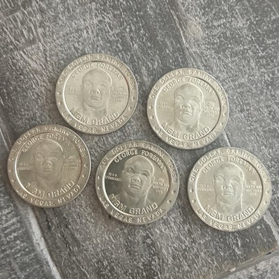 5 George Foreman MGM Grand $1 collectible casino tokens