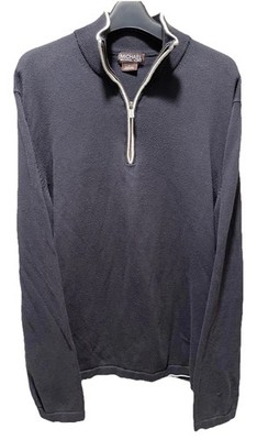 Michael Kors Quarter Zip Pullover Long Sleeve Sweater Navy Blue Men s Sz L MS39