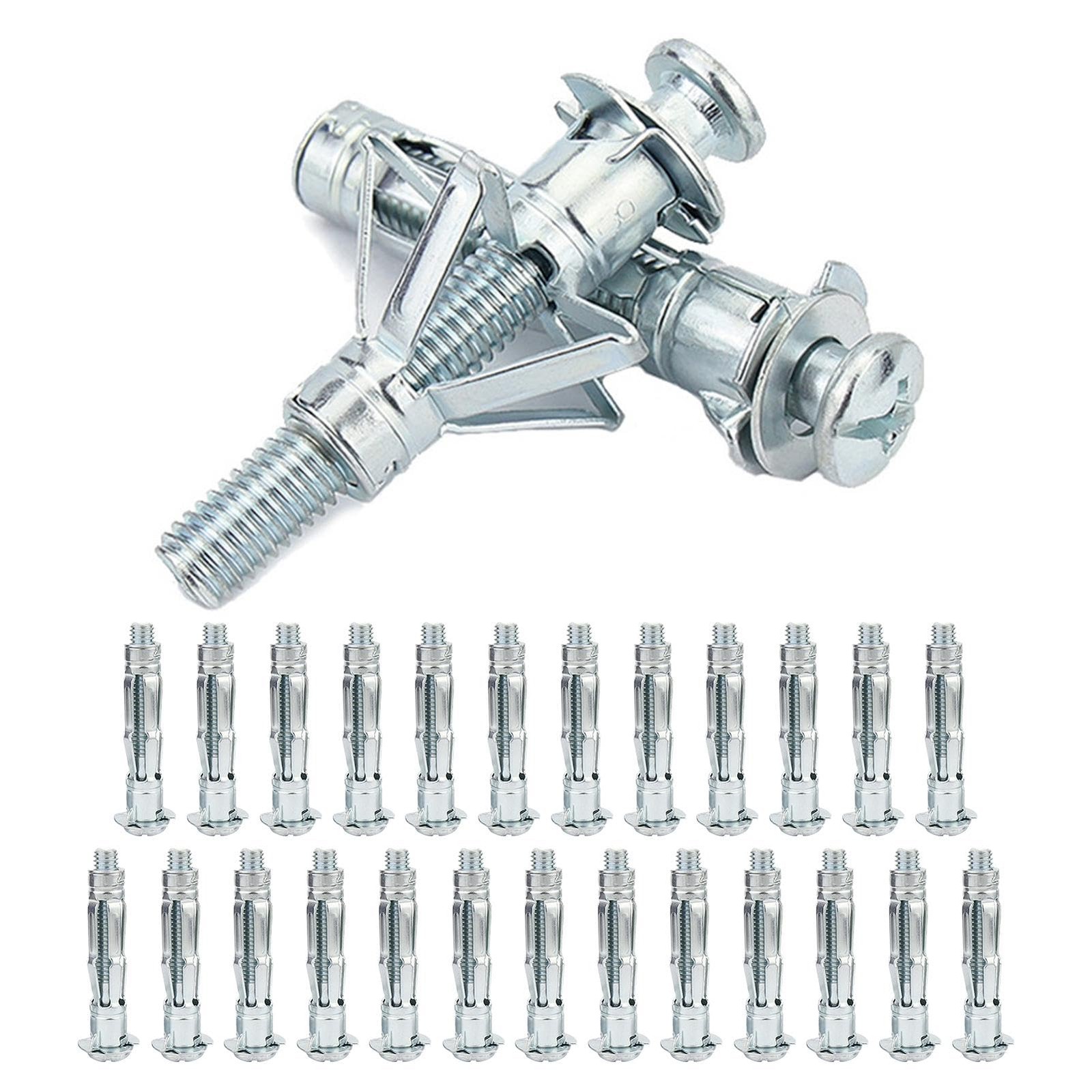25pcs Hollow Wall Anchors,M4×38mm Molly 45x38mm, silver drywall anchor plugs
