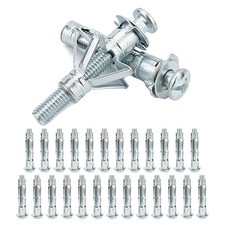 25pcs Hollow Wall Anchors,M4×38mm Molly 45x38mm, silver drywall anchor plugs