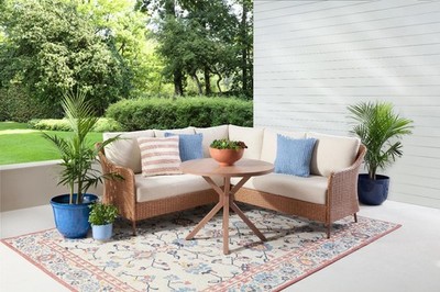 4-Piece Mainstays Outdoor Patio Wicker Sectional Dining Set With