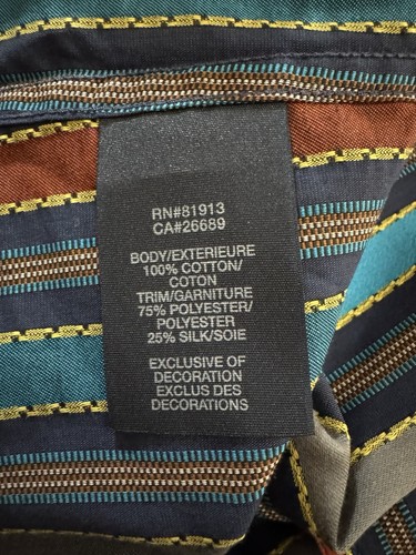 Camisa Robert Graham Para Hombres Abotonada Grande Atrevida Rayas Manga Larga Borde en Contraste - Imagen 9 de 9