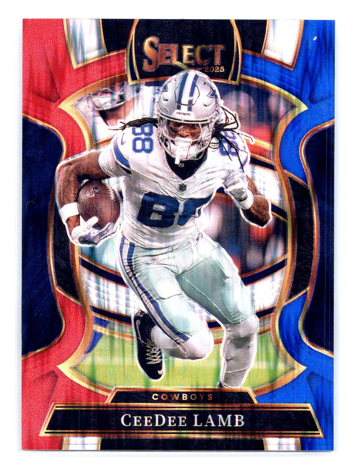 CeeDee Lamb 2025 Panini Select #98 Red and Blue Prizm Shock