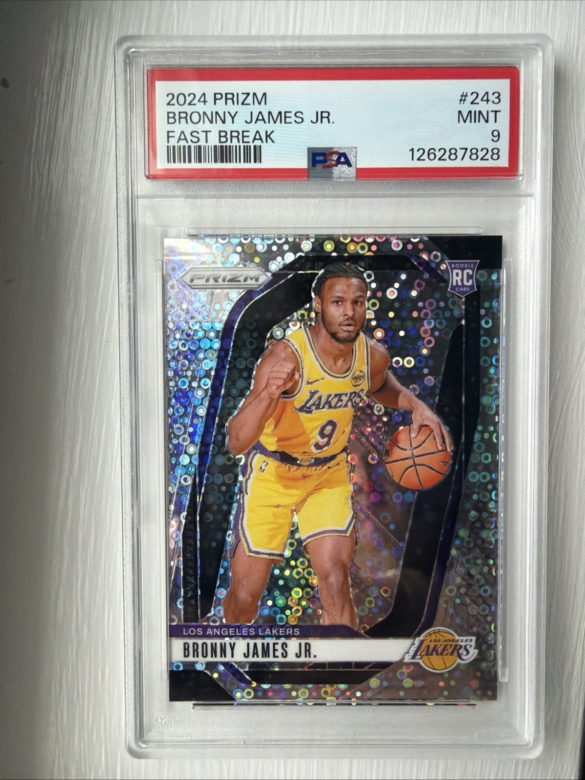 BRONNY JAMES JR. 2024-25 PANINI PRIZM FAST BREAK ROOKIE #243 PSA 9 MINT