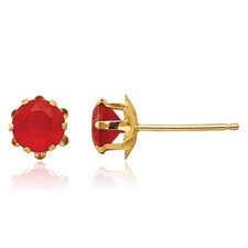 14K Solid Yellow Gold 5mm CZ Stud Earrings