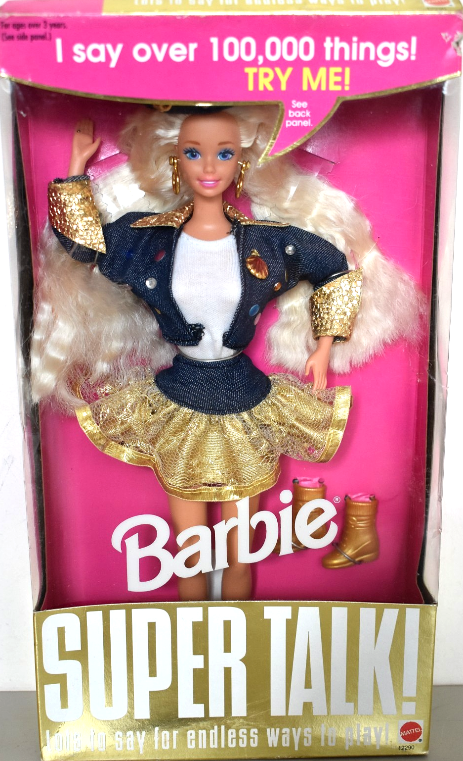1994 Playline Collector SUPER TALK! Vintage Blonde Barbie NO TOP FLAP/LID